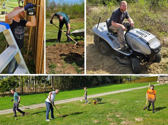 Fotocollage der Bogenschützen beim Arbeitstag des BSC Rottal